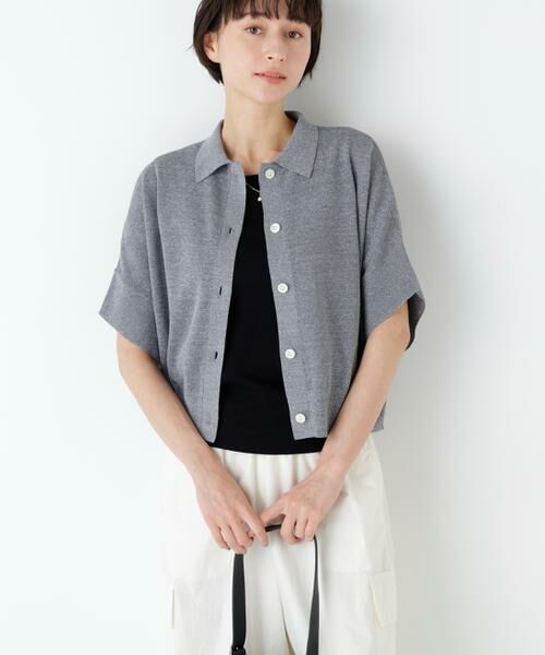 human woman / ヒューマンウーマン ニット・セーター | 麻混ワッフル柄ポロカーディガン | 詳細18