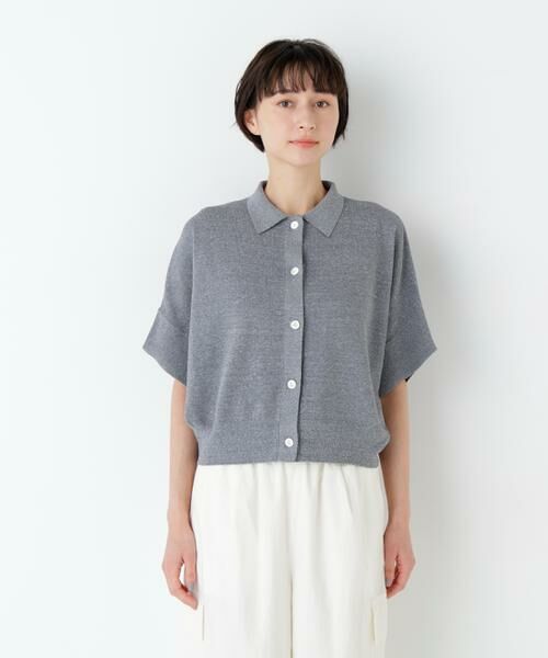 human woman / ヒューマンウーマン ニット・セーター | 麻混ワッフル柄ポロカーディガン | 詳細21