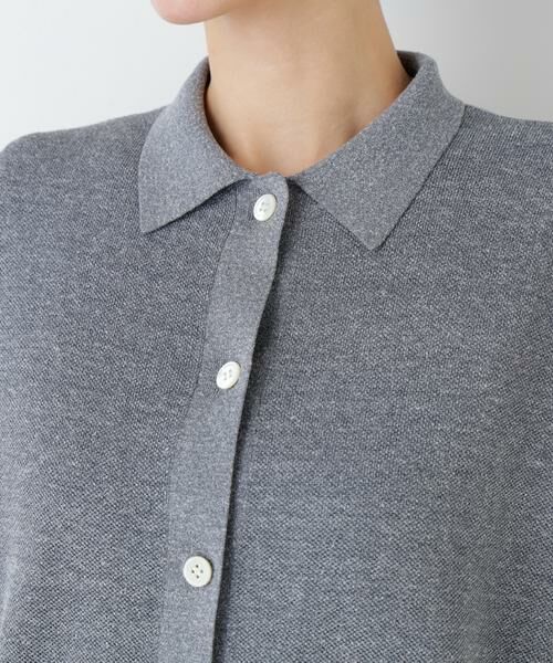 human woman / ヒューマンウーマン ニット・セーター | 麻混ワッフル柄ポロカーディガン | 詳細24