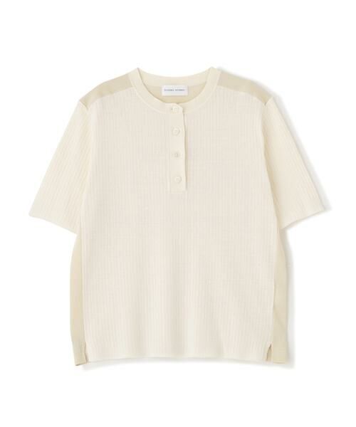 human woman / ヒューマンウーマン ニット・セーター | 麻混バイカラーヘンリーネックプルオーバー | 詳細1