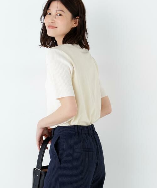 human woman / ヒューマンウーマン ニット・セーター | 麻混バイカラーヘンリーネックプルオーバー | 詳細2