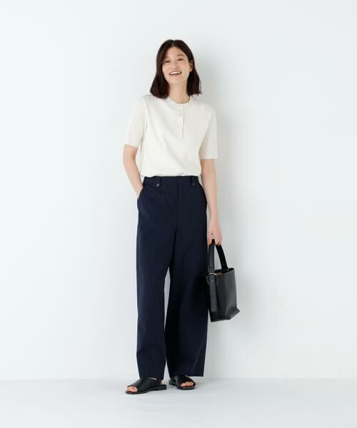 human woman / ヒューマンウーマン ニット・セーター | 麻混バイカラーヘンリーネックプルオーバー | 詳細3