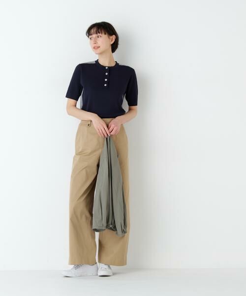 human woman / ヒューマンウーマン ニット・セーター | 麻混バイカラーヘンリーネックプルオーバー | 詳細11