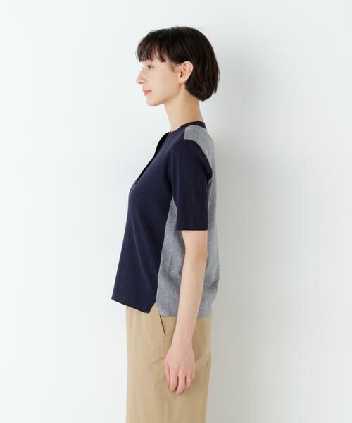 human woman / ヒューマンウーマン ニット・セーター | 麻混バイカラーヘンリーネックプルオーバー | 詳細13