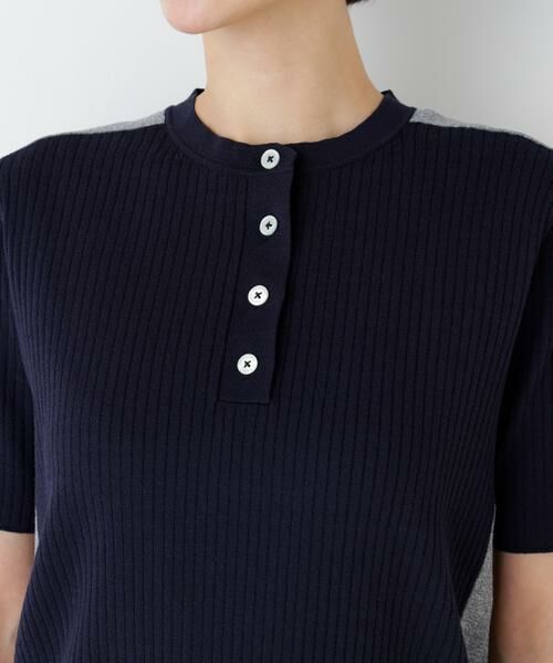 human woman / ヒューマンウーマン ニット・セーター | 麻混バイカラーヘンリーネックプルオーバー | 詳細15