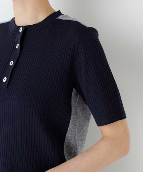 human woman / ヒューマンウーマン ニット・セーター | 麻混バイカラーヘンリーネックプルオーバー | 詳細16