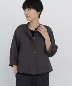 human woman / ヒューマンウーマン シャツ・ブラウス | ラミーバンドカラーシャツブラウス