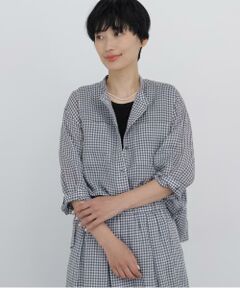 human woman / ヒューマンウーマン シャツ・ブラウス | ラミーチェックバンドカラーシャツブラウス