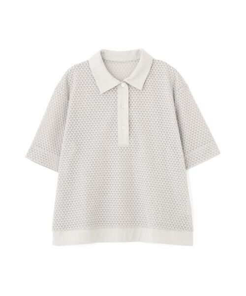 human woman / ヒューマンウーマン カットソー | リーフ格子レース　ポロＴシャツ | 詳細1