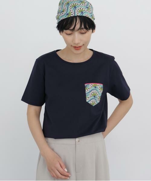 human woman / ヒューマンウーマン カットソー | 《 大人気！ / CLOUDYコラボ 》アフリカンモチーフ  ポケットＴシャツ | 詳細2