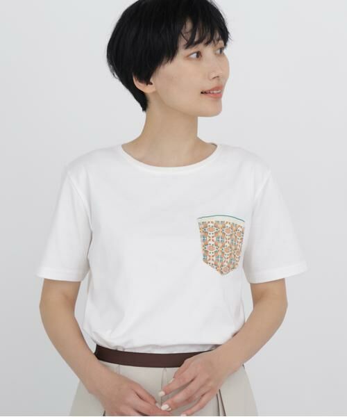 human woman / ヒューマンウーマン カットソー | 《 大人気！ / CLOUDYコラボ 》アフリカンモチーフ  ポケットＴシャツ | 詳細12