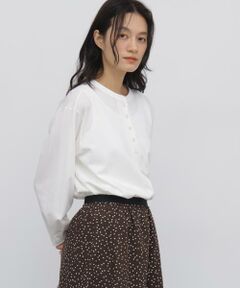 human woman / ヒューマンウーマン カットソー | ◆《ジャージー素材》 トリコットカットソー釦ブラウス