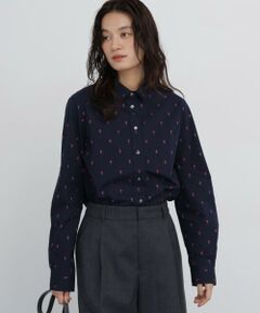 human woman / ヒューマンウーマン シャツ・ブラウス | ◆ドビーフラワーブロードシャツ