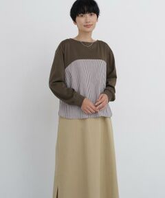 human woman / ヒューマンウーマン ワンピース | ◆バスク天竺異素材ミックスワンピース