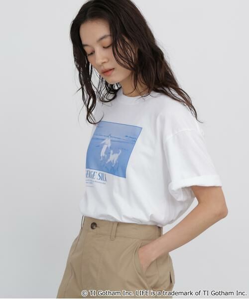 human woman / ヒューマンウーマン カットソー | ＬＩＦＥコラボフォトＴシャツ　ドッグ | 詳細2