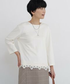 human woman / ヒューマンウーマン カットソー | ◆バテンレースヘムカットソープルオーバー