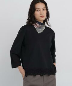human woman / ヒューマンウーマン カットソー | ◆バテンレースヘムカットソープルオーバー