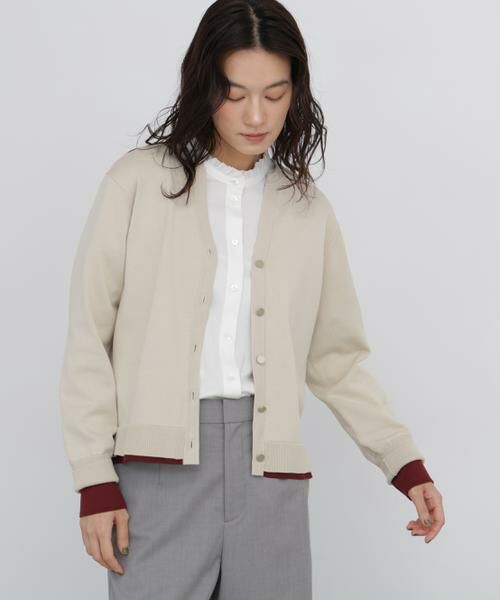 human woman / ヒューマンウーマン ニット・セーター | ◆ハイゲージバイカラーキーネックカーディガン | 詳細16