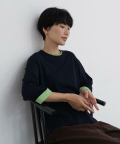 human woman / ヒューマンウーマン ニット・セーター | ◆ハイゲージバイカラークルーネックプルオーバー