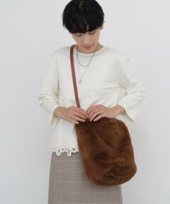 human woman / ヒューマンウーマン バッグ | ◆フェイクファーバケツトートバッグ