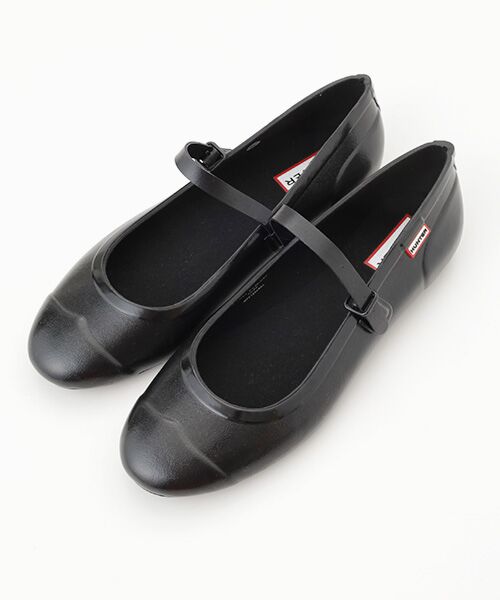 HUNTER/ハンター リファインド メリー ジェーン バックル バレリーナ グロス ブラック 22cm