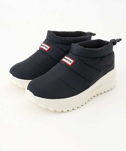 HUNTER / ハンター スニーカー | ユニセックス パフド トラベル フロー トレーナー（ブラック / シェイデッドホワイト）