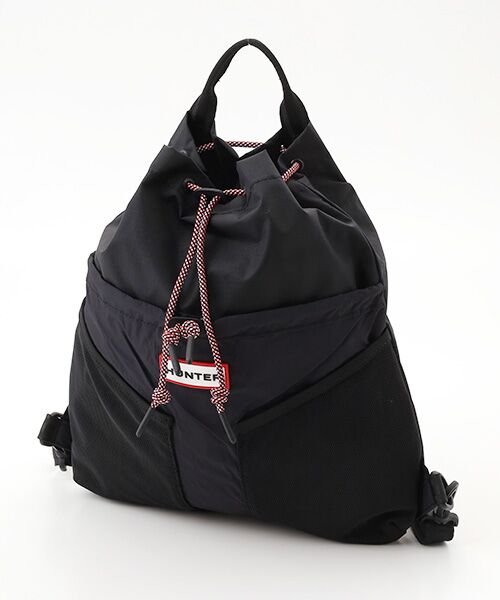 HUNTER / ハンター リュック・バックパック | トラベル マルチファンクション パッカブル バックパック（ブラック / レッドボックスロゴ）