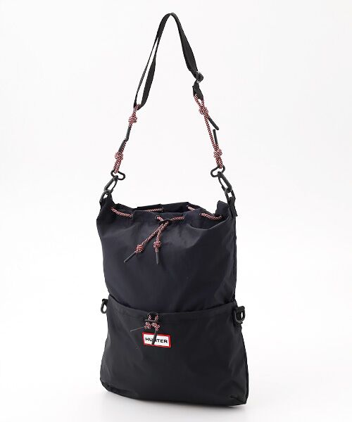 HUNTER / ハンター ショルダーバッグ | トラベル マルチファンクション サコッシュ（ブラック / レッドボックスロゴ）