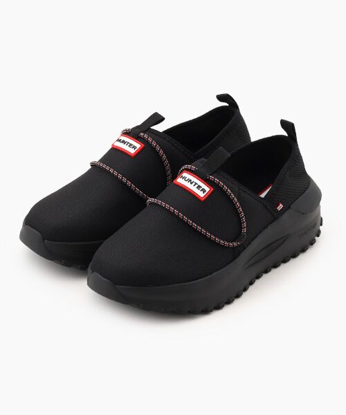 HUNTER / ハンター フラットシューズ | ユニセックス イン/アウト フロー リップストップ スリッポン（ブラック）