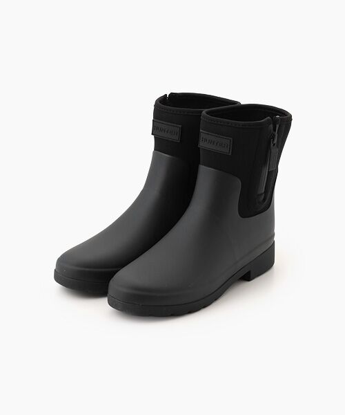 HUNTER / ハンター レインシューズ | レディース リファインド ミッド ジップ ネオプレン ブーツ（ブラック）