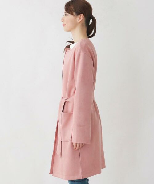 セール フェイクスエードベルテッドコート ノーカラージャケット Hushush ハッシュアッシュ ファッション通販 タカシマヤファッションスクエア