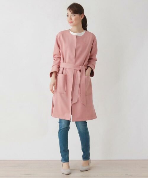 セール フェイクスエードベルテッドコート ノーカラージャケット Hushush ハッシュアッシュ ファッション通販 タカシマヤファッションスクエア