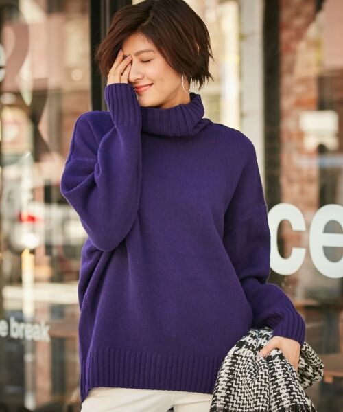 新作揃え タートルネックセーター 紫