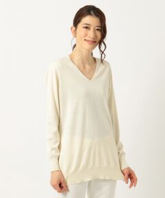 【洗える】Hi Twist Silk Cotton Vネック ニット