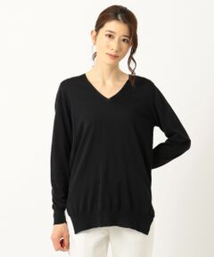 【洗える】Hi Twist Silk Cotton Vネック ニット