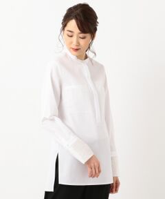 Sleek Cotton スタンドネック ブラウス