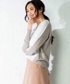 【洗える】Pure Linen Vネック ニット