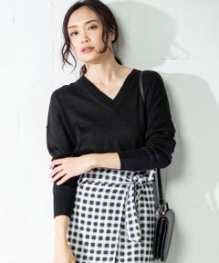 【洗える】Pure Linen Vネック ニット