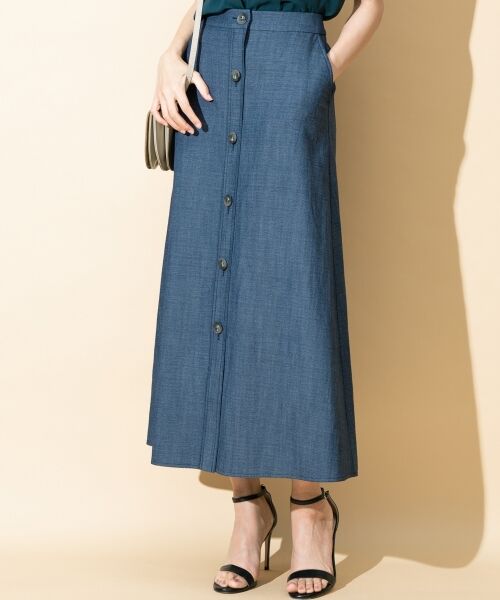 ICB / アイシービー ミニ・ひざ丈スカート | Crust Linen スカート(ネイビー系)