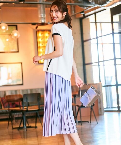 ICB / アイシービー ミニ・ひざ丈スカート | Multi Stripe プリーツスカート | 詳細5