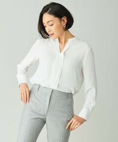 ICB / アイシービー シャツ・ブラウス | 【洗える】Back Satin Amunzen キーネックブラウス
