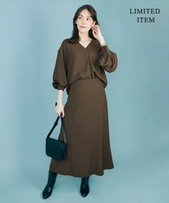 【WEB＆一部店舗限定】バックサテンジョーゼット　ブラウス×スカートセット