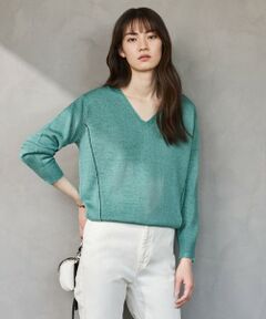 ICB / アイシービー ニット・セーター | 【WEB限定カラーあり・洗える】ペーパーブレンドシャインニット Vネックプルオーバー