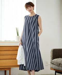 ICB / アイシービー ロング・マキシ丈ワンピース | 【洗える】 コットンナイロンドビーストライプ ワンピース