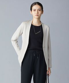 ICB / アイシービー ノーカラージャケット | 【洗える】 シンセティックヤーンスムース ニットジャケット