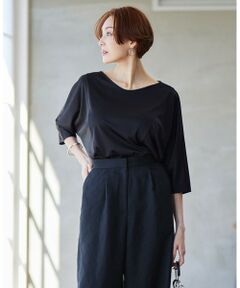 ICB / アイシービー カットソー | 【洗える】トリアセサテンスムース 5分袖プルオーバー