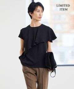 ICB / アイシービー シャツ・ブラウス | 【接触冷感・UVケア・防シワ・洗える】エステルダブルクロス  ラッフルデザインブラウス