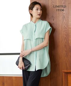 ICB / アイシービー シャツ・ブラウス | 【洗える】ヌーディスローン  バンドカラーブラウス