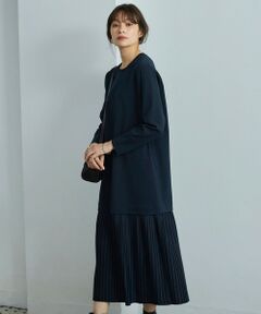 洗える】クロスコンビ シャツドッキング ニットワンピース （ミニ丈