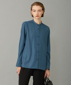 ICB / アイシービー シャツ・ブラウス | 【洗える】 スパンローンプリーツ バンドカラーシャツ